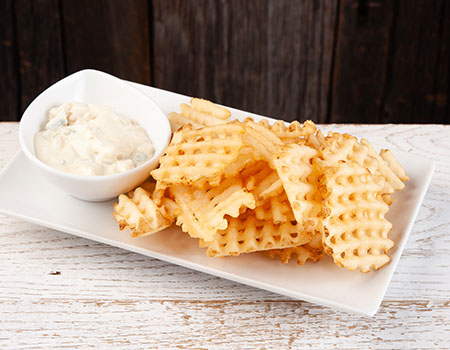 WAFFLE FRIES WITH ONION DIP
